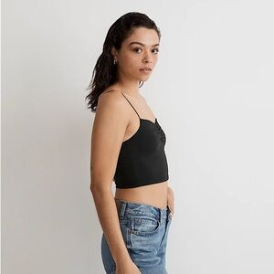 Madewel MWL Black Flex Sweetheart Crop Tank Top Size XS Fitted Polyester